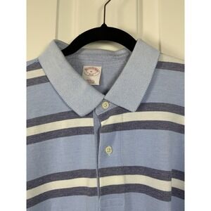 Brooks Brothers Men's Golf Polo, Size XL, Blue & White Stripped, Cotton